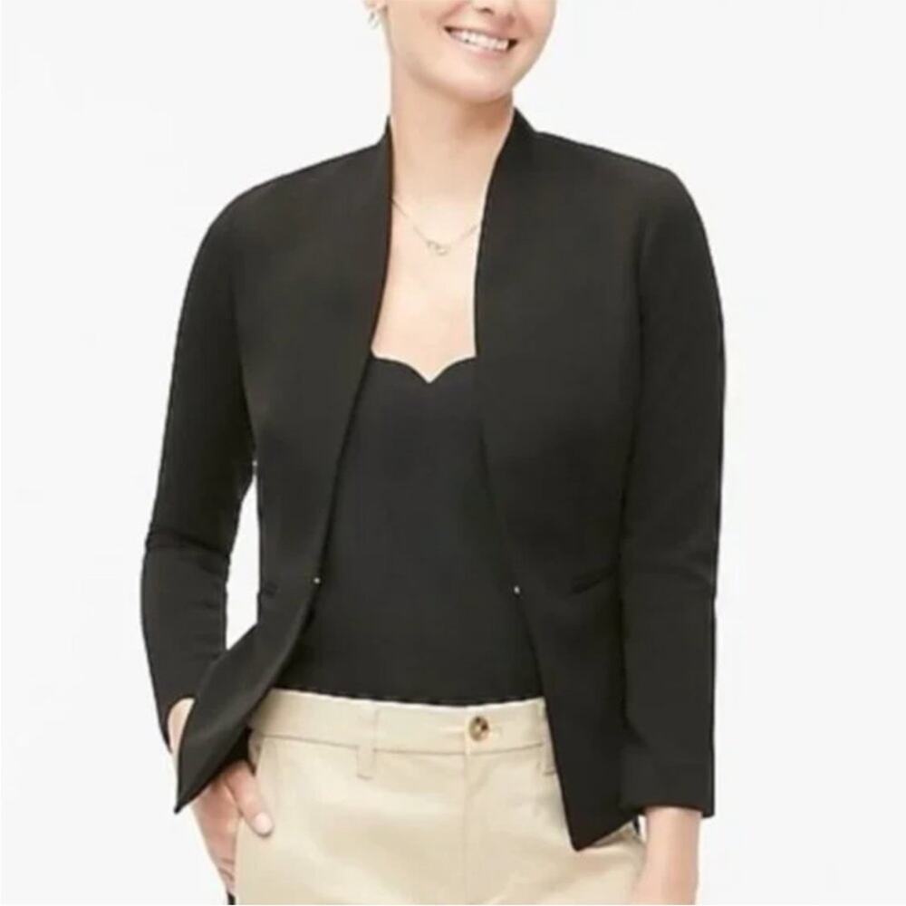J. Crew Broadway Black High Half Mood Collar Blazer Jacket Size 2 AB452